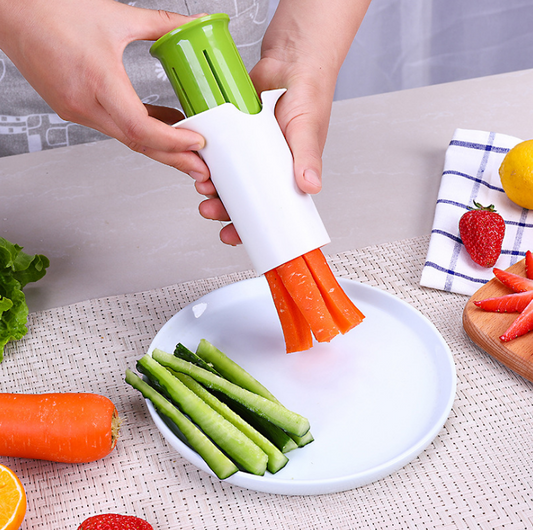 Multifunctional tool for cutting carrots, cucumbers and more.