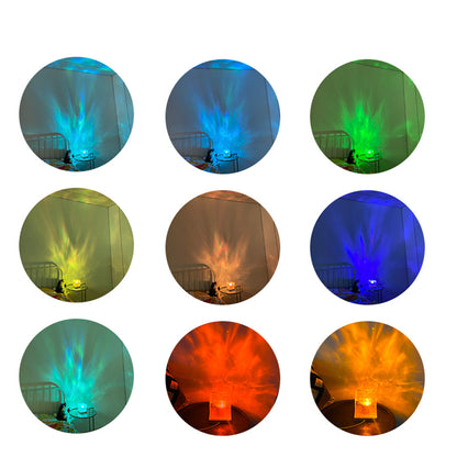 LED night light, crystal table lamp with rotating water effect projection, 16 interchangeable colors.