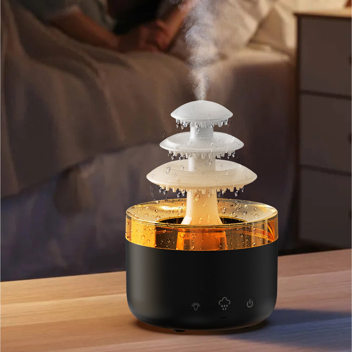 New Rain Air Humidifier, Aromatherapy Diffuser with Essential Oils, Quiet Mist Humidifier with Colorful Light